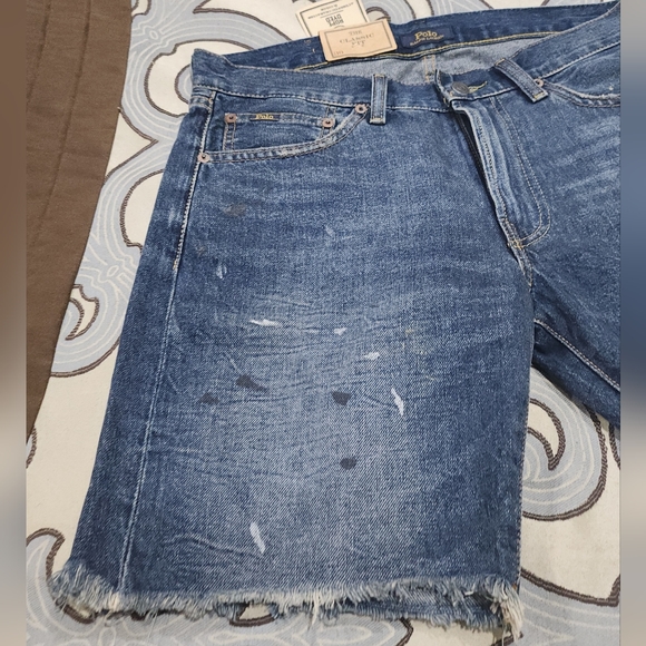 SOLD! NWT Polo Ralph Lauren Paint Spatter Cut off Classic Fit Denim Jean-Shorts - Picture 3 of 12